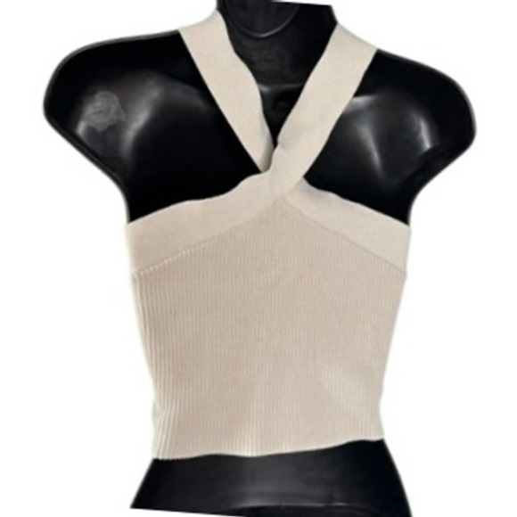 Babaton Aritzia Sculpt Knit Criss Cross Crop Tank Top Sz M Chic Baddie - Picture 3 of 8